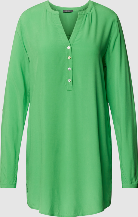 Zielona bluzka Montego z długim rękawem w stylu casual z dekoltem w kształcie litery v