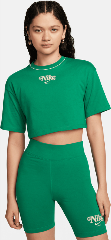 Zielona bluzka Nike w sportowym stylu z okrągłym dekoltem