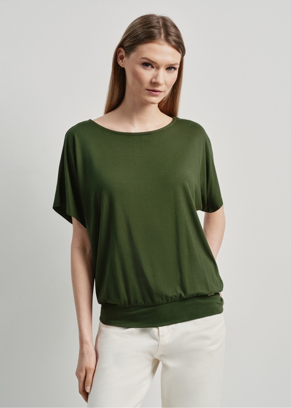 Zielona bluzka Ochnik z krótkim rękawem w stylu casual