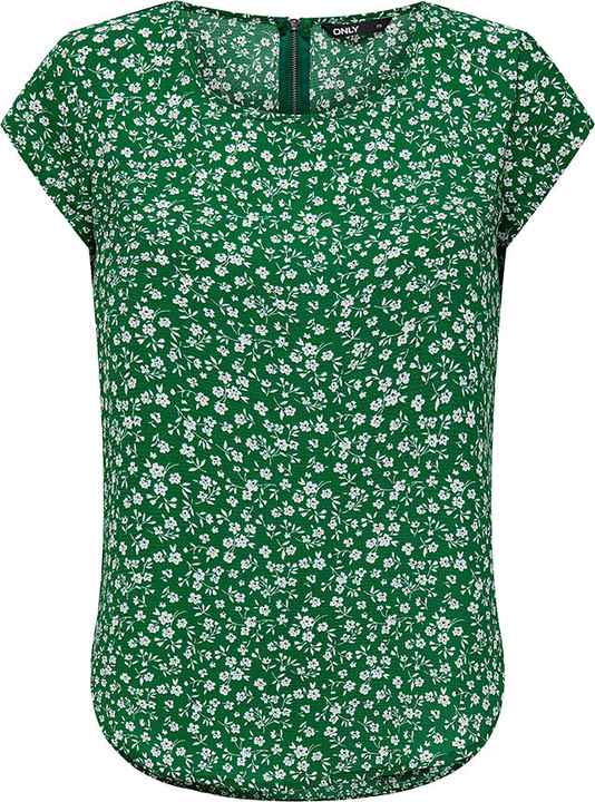 Zielona bluzka Only z krótkim rękawem z okrągłym dekoltem