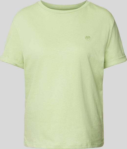 Zielona bluzka Opus z bawełny z okrągłym dekoltem