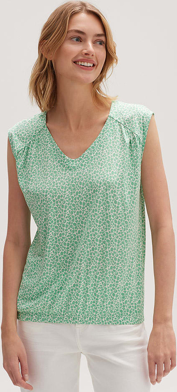 Zielona bluzka Opus z krótkim rękawem z dekoltem w kształcie litery v
