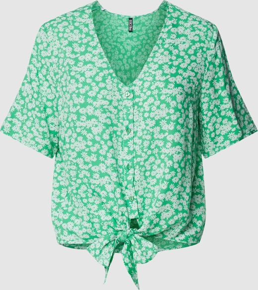 Zielona bluzka Pieces z krótkim rękawem w stylu casual