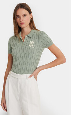 Zielona bluzka Ralph Lauren z kołnierzykiem