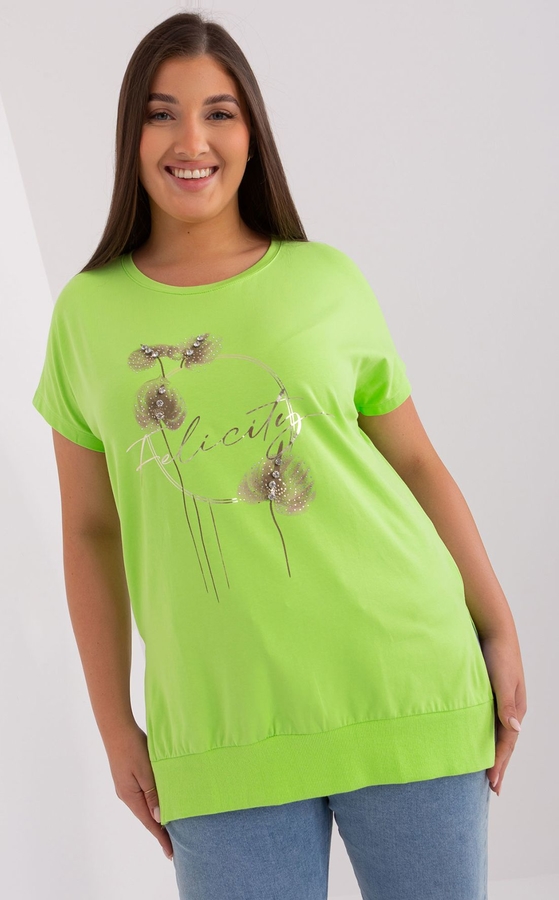 Zielona bluzka Relevance z bawełny z okrągłym dekoltem w młodzieżowym stylu