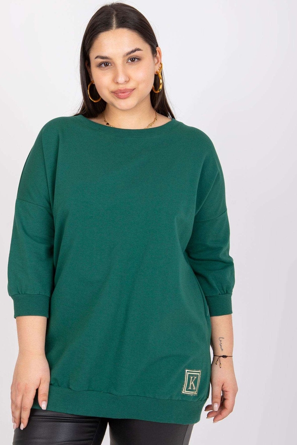 Zielona bluzka Relevance z okrągłym dekoltem w stylu casual z bawełny