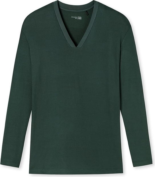 Zielona bluzka Schiesser w stylu casual z dekoltem w kształcie litery v