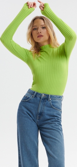 Zielona bluzka Sinsay w stylu casual z długim rękawem