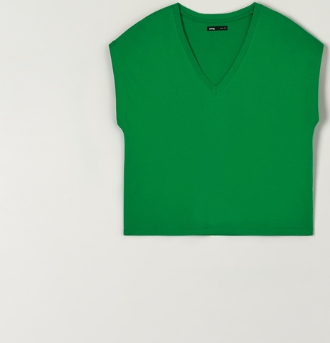 Zielona bluzka Sinsay z krótkim rękawem