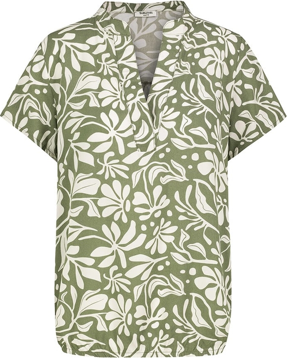 Zielona bluzka SUBLEVEL z dekoltem w kształcie litery v w stylu casual