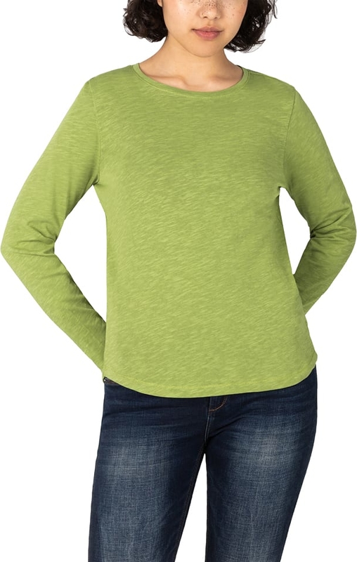 Zielona bluzka Timezone w stylu casual z długim rękawem z okrągłym dekoltem