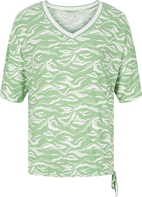 Zielona bluzka Tom Tailor w stylu casual z dekoltem w kształcie litery v