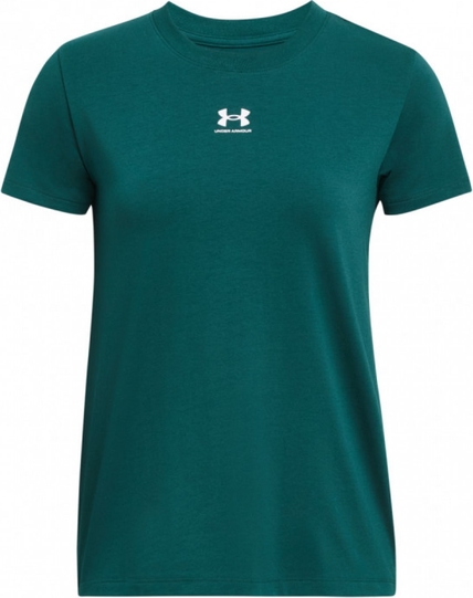 Zielona bluzka Under Armour z nadrukiem w sportowym stylu z okrągłym dekoltem