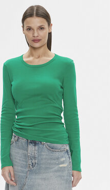 Zielona bluzka United Colors Of Benetton z długim rękawem z okrągłym dekoltem w stylu casual