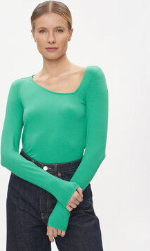 Zielona bluzka Vero Moda z długim rękawem z okrągłym dekoltem