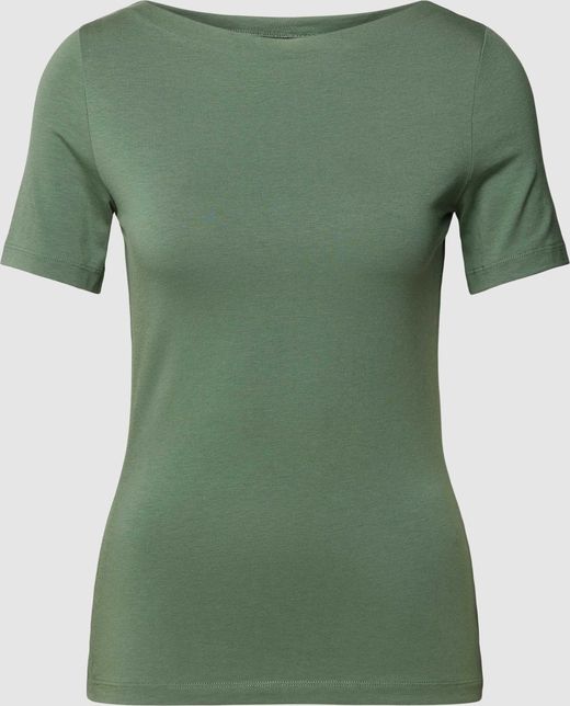 Zielona bluzka Vero Moda z okrągłym dekoltem z krótkim rękawem