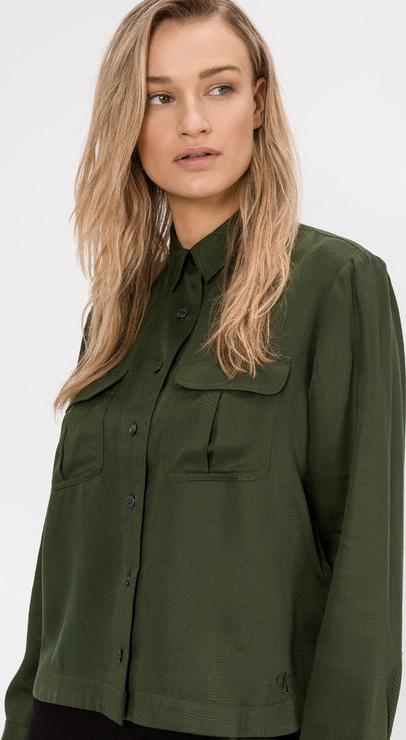 Zielona koszula Calvin Klein w stylu casual z długim rękawem