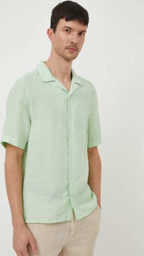 Zielona koszula Calvin Klein z krótkim rękawem z klasycznym kołnierzykiem