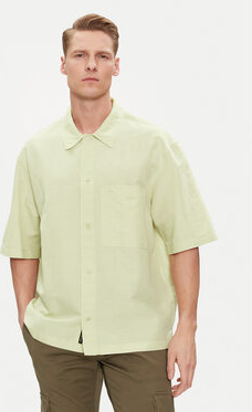 Zielona koszula Calvin Klein z krótkim rękawem z klasycznym kołnierzykiem