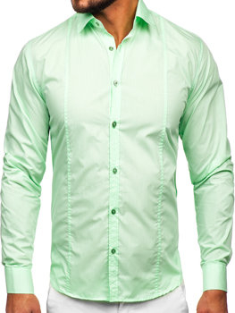 Zielona koszula Denley z długim rękawem w stylu casual z klasycznym kołnierzykiem