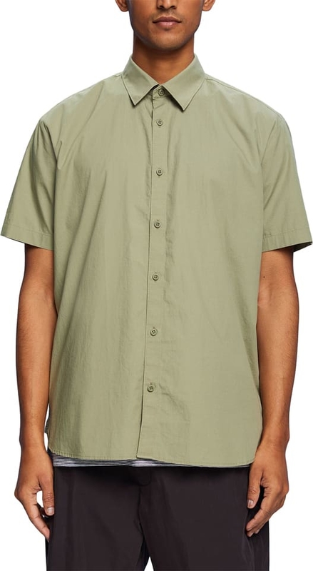 Zielona koszula Esprit z krótkim rękawem z kołnierzykiem button down w stylu casual
