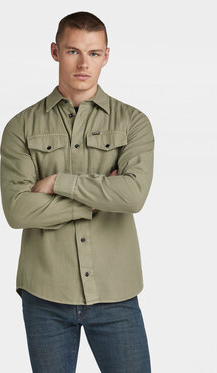 Zielona koszula G-Star Raw z długim rękawem z klasycznym kołnierzykiem