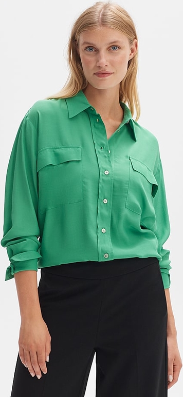 Zielona koszula Opus w stylu casual z kołnierzykiem