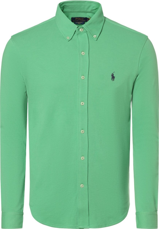 Zielona koszula POLO RALPH LAUREN z bawełny z kołnierzykiem button down z długim rękawem