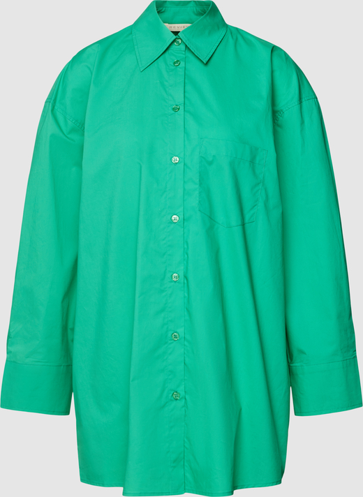 Zielona koszula Review Female z długim rękawem z bawełny z dekoltem w kształcie litery v