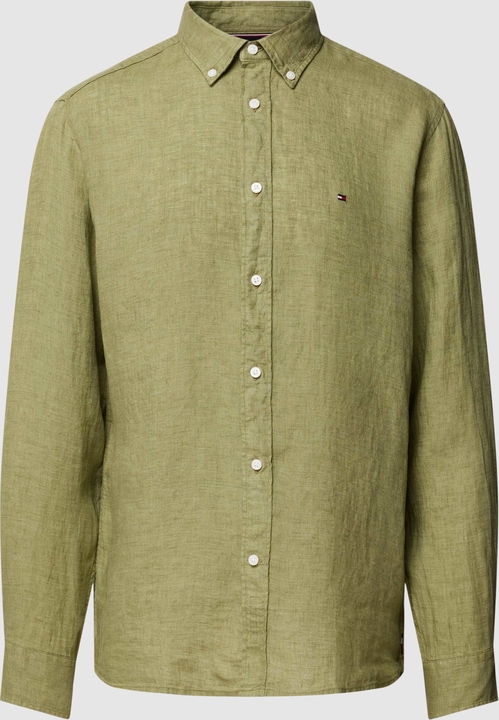 Zielona koszula Tommy Hilfiger z klasycznym kołnierzykiem w stylu casual