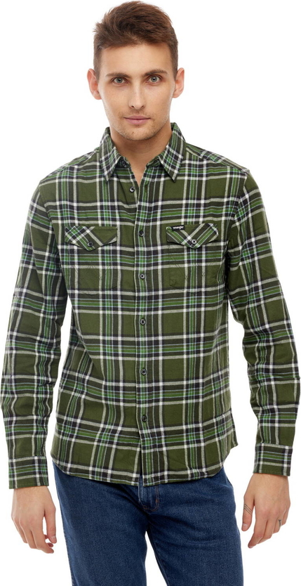 Zielona koszula Wrangler z klasycznym kołnierzykiem z długim rękawem