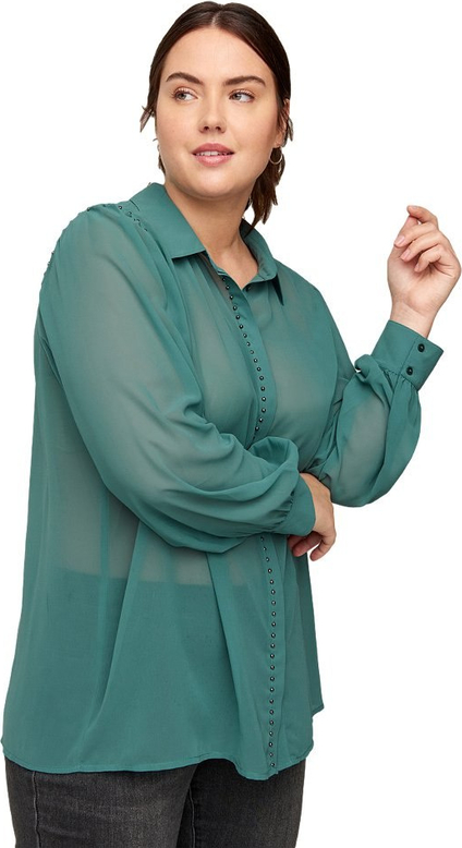 Zielona koszula Zizzi z długim rękawem w stylu casual