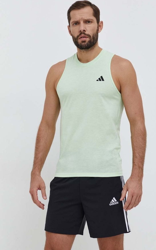 Zielona koszulka Adidas Performance z krótkim rękawem
