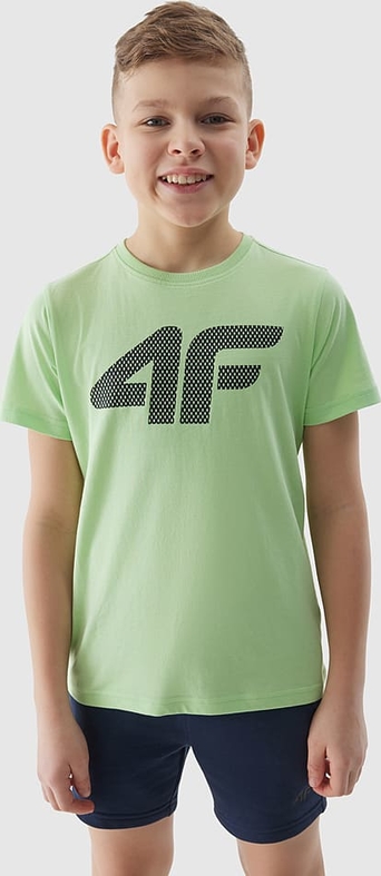 Zielona koszulka dziecięca 4F z bawełny dla chłopców