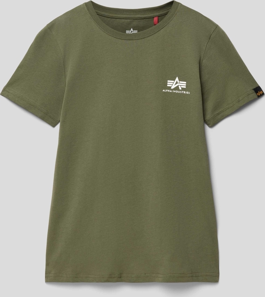 Zielona koszulka dziecięca Alpha Industries dla chłopców z krótkim rękawem