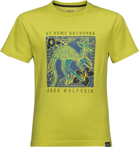 Zielona koszulka dziecięca Autoryzowany Sklep Jack Wolfskin z krótkim rękawem z dżerseju dla chłopców