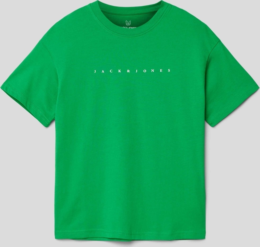 Zielona koszulka dziecięca Jack & Jones z bawełny dla chłopców