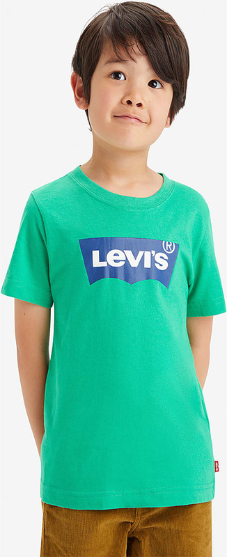 Zielona koszulka dziecięca Levis dla chłopców z bawełny
