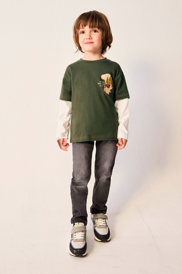 Zielona koszulka dziecięca Mayoral dla chłopców z bawełny