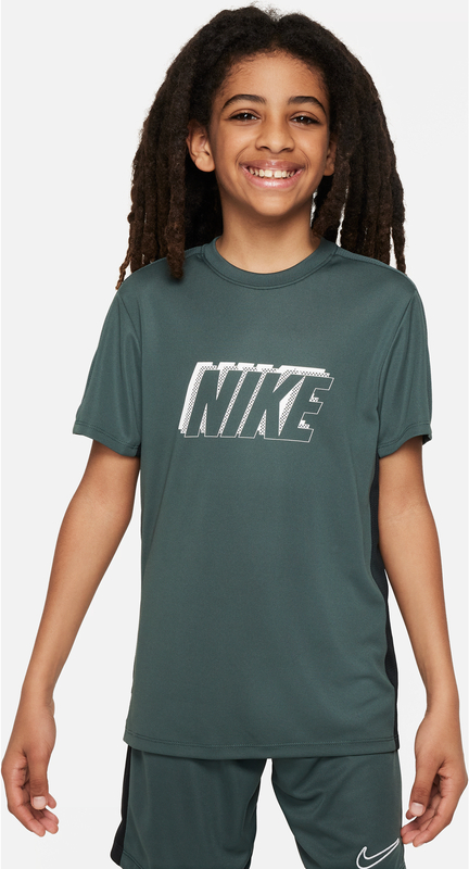 Zielona koszulka dziecięca Nike z dzianiny z krótkim rękawem