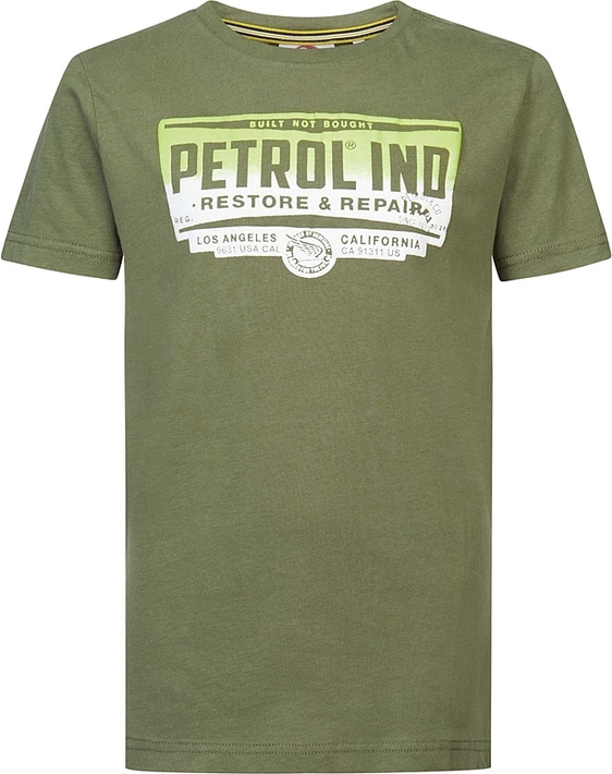 Zielona koszulka dziecięca Petrol dla chłopców z bawełny