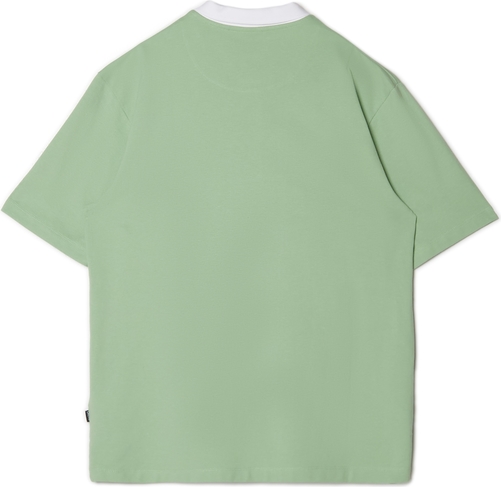 Zielona koszulka polo Cropp z krótkim rękawem z nadrukiem z bawełny