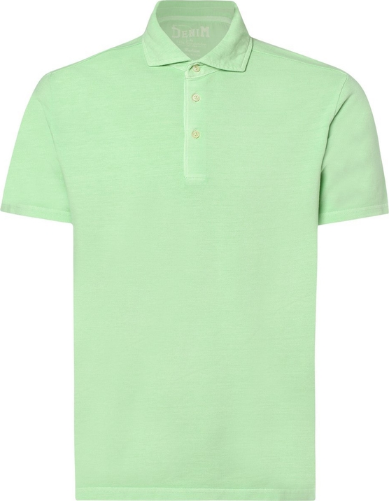 Zielona koszulka polo DENIM by Nils Sundström z krótkim rękawem z bawełny