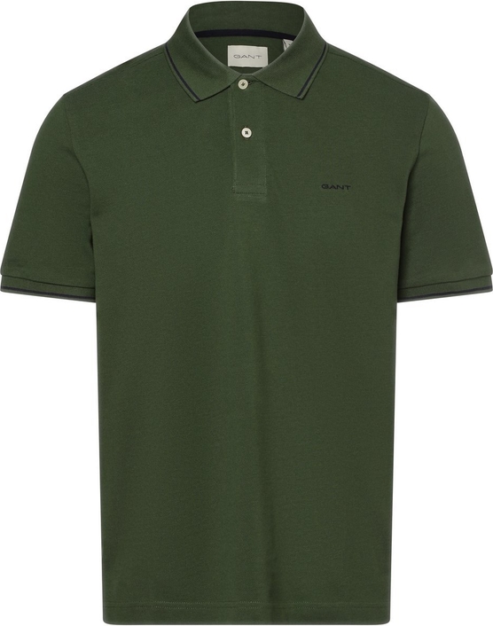 Zielona koszulka polo Gant z bawełny z krótkim rękawem