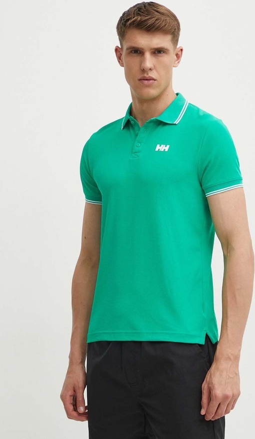 Zielona koszulka polo Helly Hansen z krótkim rękawem w stylu casual