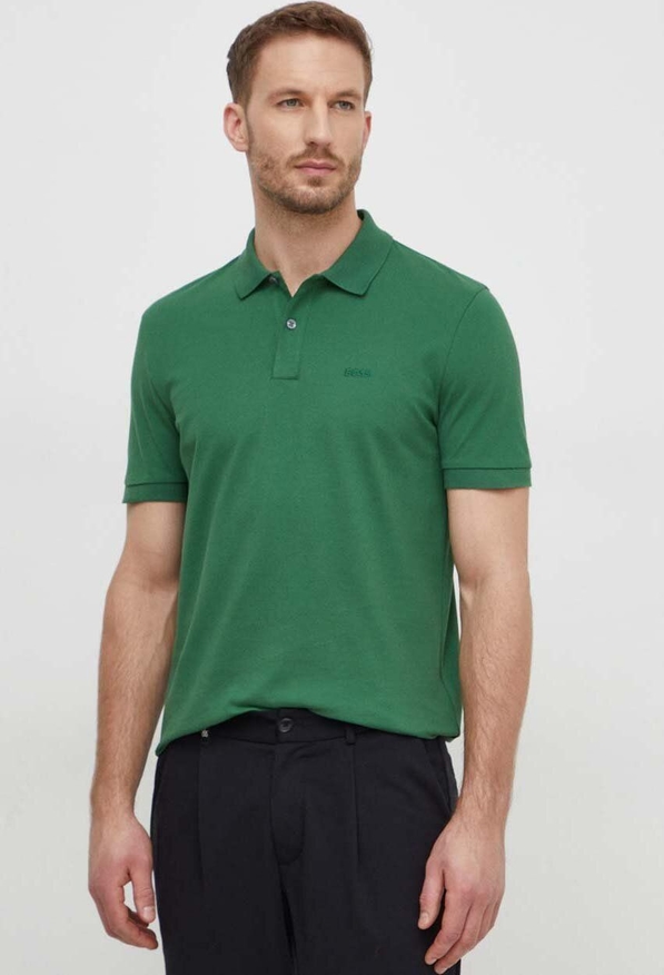 Zielona koszulka polo Hugo Boss z bawełny