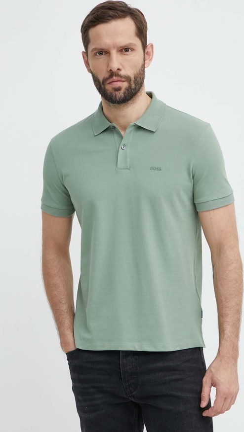Zielona koszulka polo Hugo Boss z bawełny w stylu casual
