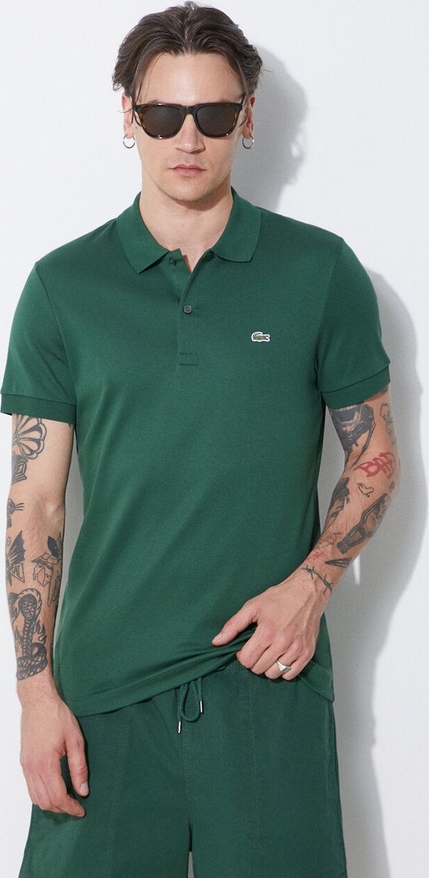 Zielona koszulka polo Lacoste z bawełny