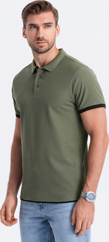 Zielona koszulka polo Ombre w stylu casual