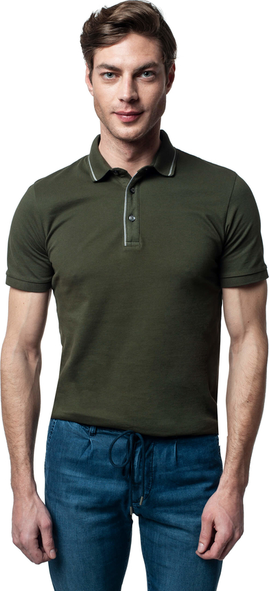 Zielona koszulka polo Recman z krótkim rękawem